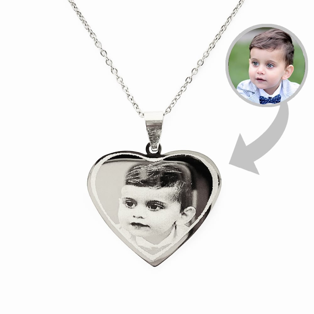 (Heart) Engravable Necklace - Silver-plated SS 316L / M-503